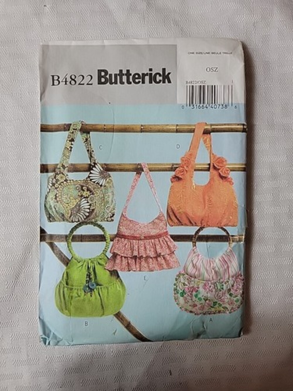 Butterick CUT Sewing Pattern B4822 One Size Lined Shoulder Handbags Purses